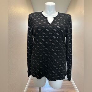 Harley Davidson 2XL Women's Henley Black Gold Logo Print